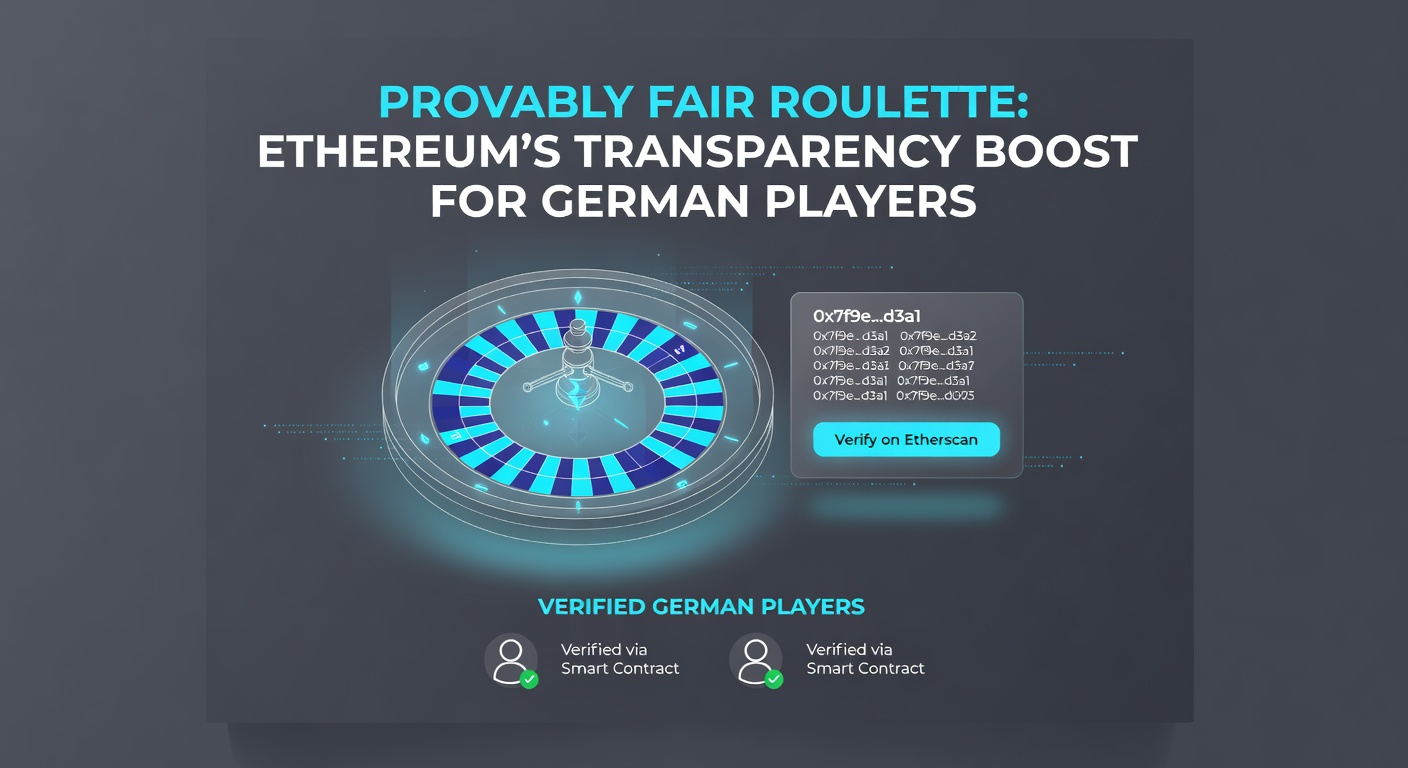 Screenshot einer Provably-Fair-Verifizierung auf einer Ethereum-basierten Roulette-Plattform mit Hash-Berechnung