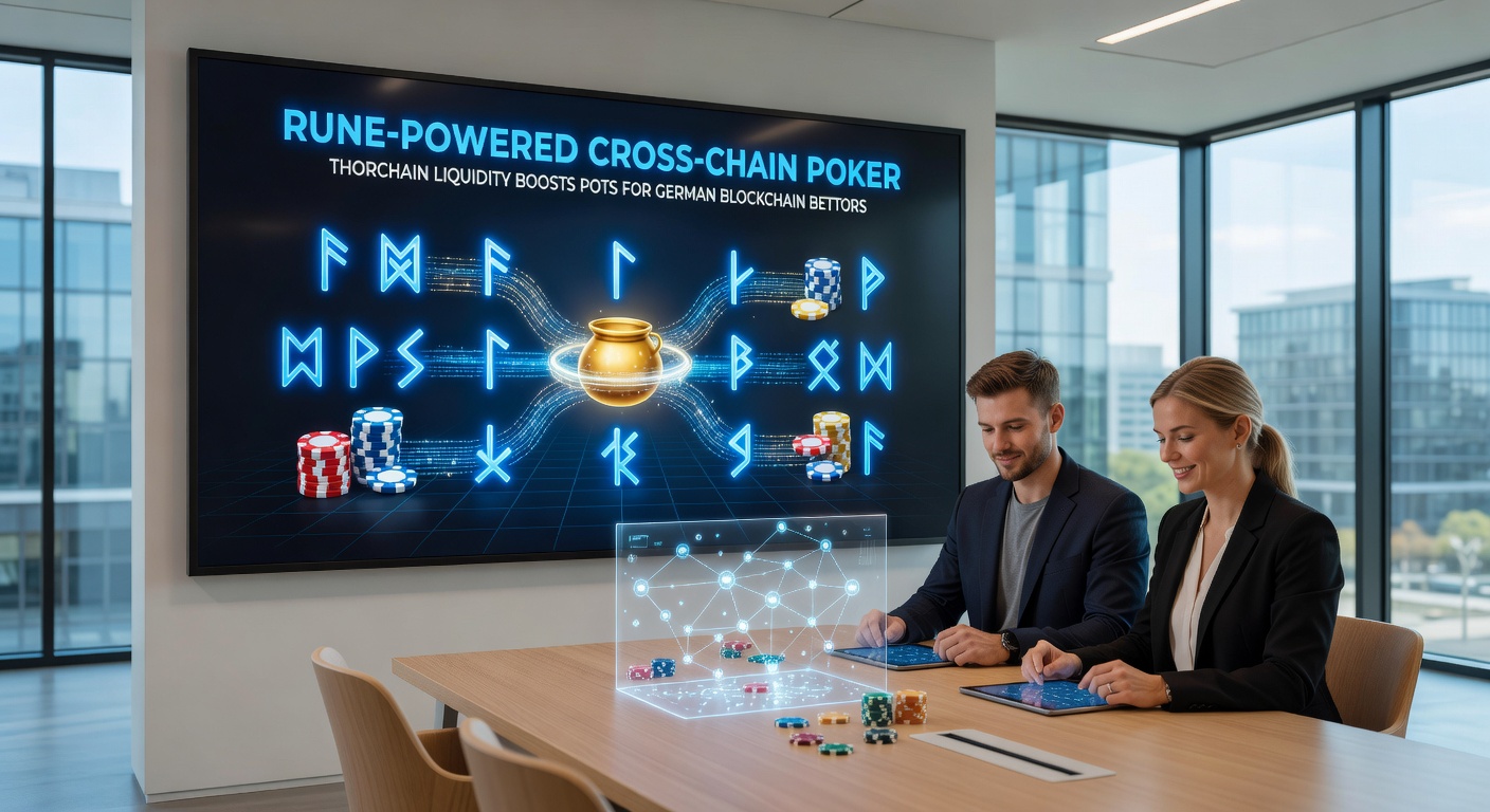 Grafik mit THORChain-Liquidity-Flows in einem Cross-Chain-Poker-Szenario, inklusive Rune-Token-Swaps und wachsenden Pots
