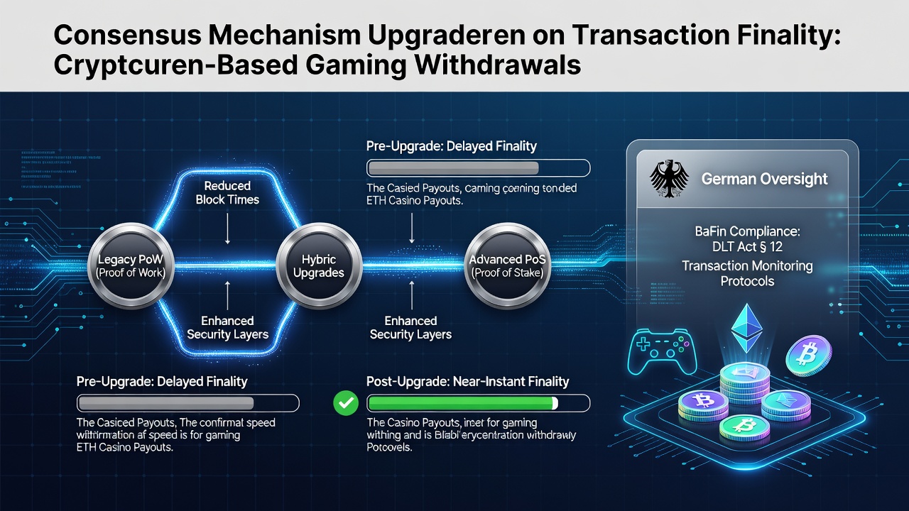 Illustration zu Konsensmechanismus-Upgrades und Transaktionsfinalität in Blockchain-Netzwerken für Gaming-Auszahlungen